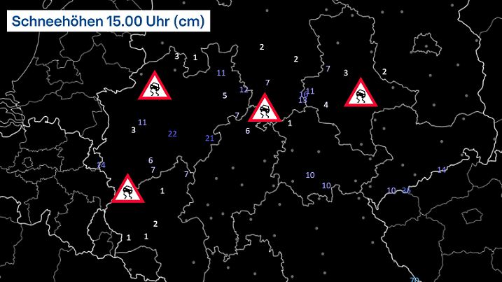 Schneehöhen um 15.00 Uhr