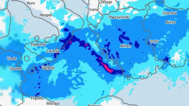 Regenschauer im Südosten Europas