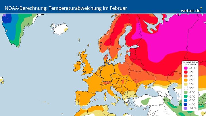 NOAA Februar 2025 Temperaturen