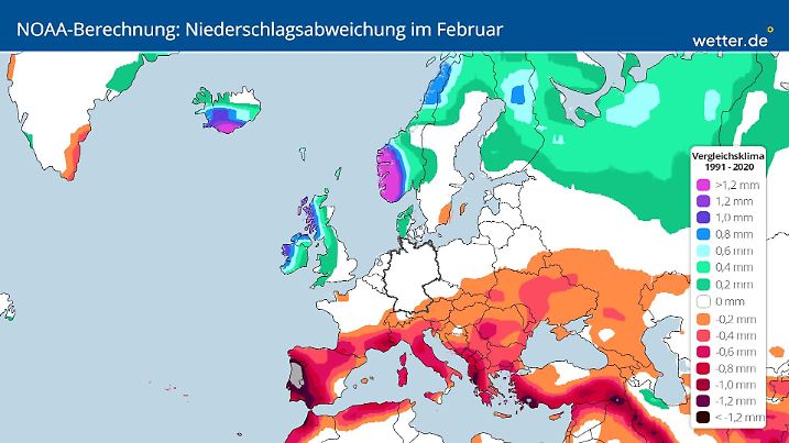 Die NOAA-Prognose für Februar 2025 in Sachen Niederschlag