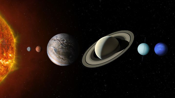 A planetary alignment, or a "planet parade" see six planets: Jupiter, Mercury, Uranus, Mars, Neptune and Saturn. Solar System planets. High resolution images. This image elements furnished by NASA. ______ Url(s):
https://photojournal.jpl.nasa.gov/catalog/?IDNumber=PIA23344
https://www.nasa.gov/content/goddard/one-giant-sunspot-6-substantial-flares
https://photojournal.jpl.nasa.gov/catalog/PIA13840
https://photojournal.jpl.nasa.gov/catalog/pia01492
https://solarsystem.nasa.gov/resources/17549/saturn-mosaic-ian-regan
https://photojournal.jpl.nasa.gov/catalog/PIA22949
Software: Adobe Photoshop CC 2023. Knoll light factory. Adobe After Effects CC 2021.