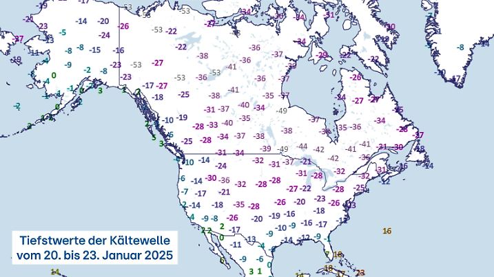 Historische Kältewelle für Nordamerika.
