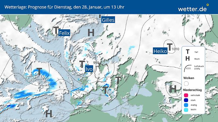 Wetterlage am Dienstag: Orkan Ivo erschafft über Südeuropa ein Unwettertief.
