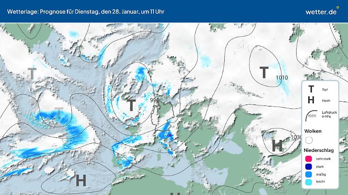 Die Wetterlage am Dienstag