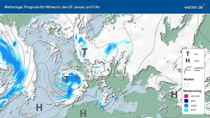 Wetterlage am Mittwoch, 28. Januar, in Deutschland