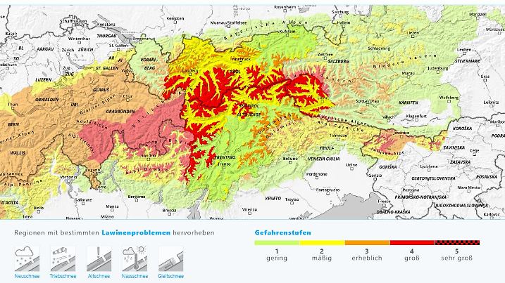 Lawinenvorhersage für Mittwoch, 29. Januar