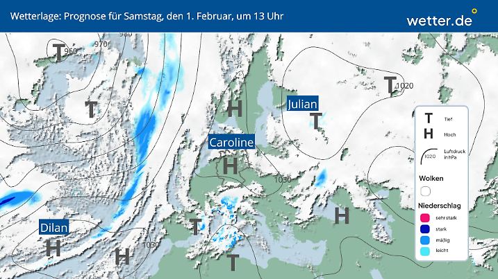 Wetterlage am Samstag in Deutschland am Samstag, 1. Februar.