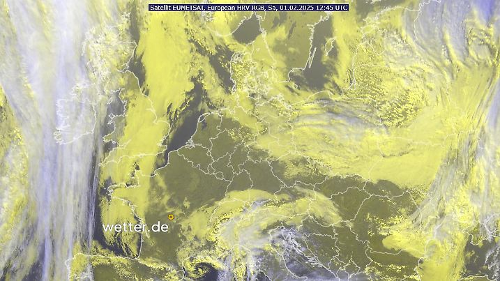 Das Satellitenbild von Samstagmittag, 01.02.2025, EUMETSAT HRV RGB