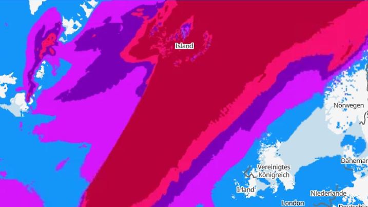 Windgeschwindigkeiten für Donnerstag, 6. Februar, in Island