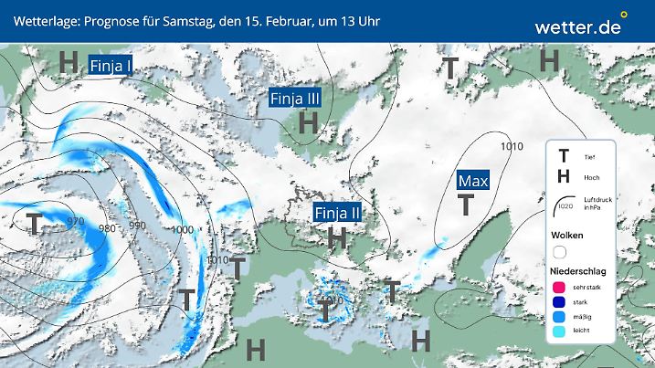 Wetterlage in Deutschland am Samstag, 15. Februar.