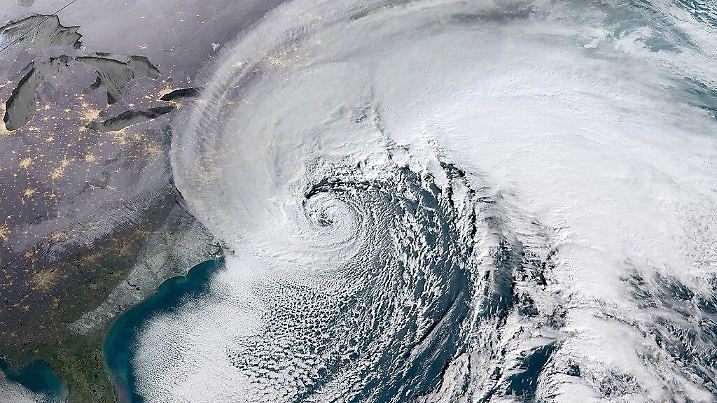 Satellitenbild von einem Nor'easter im Januar 2018