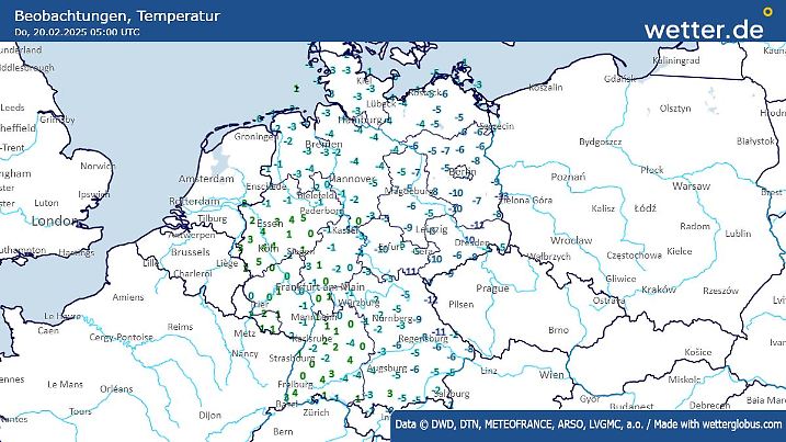 Krasse Gegensätze bei den Temperaturen am Donnerstagmorgen, 6 Uhr.