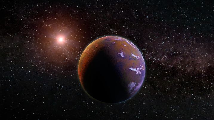 artist's impression panorama banner, cloudy fantasy planet far far away
