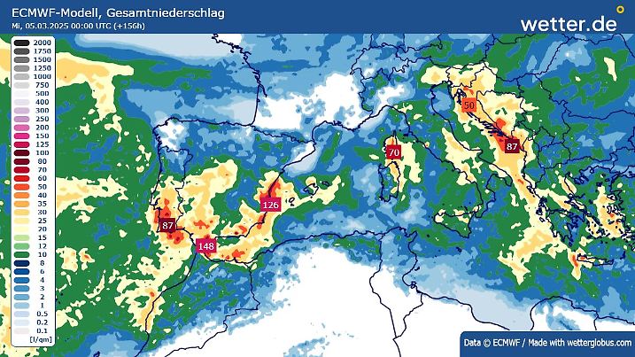 Gesamtniederschlag in Europa