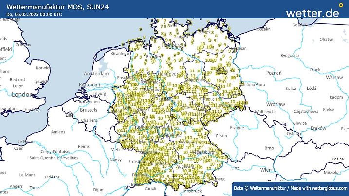 10 Stunden Sonnenschein am Donnerstag sind nicht selten.