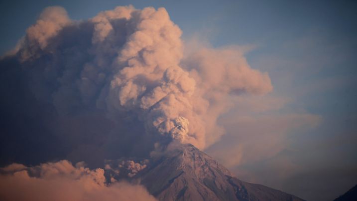 The "Volcan de Fuego," or Volcano of Fire, blows a cloud of ash seen from Palin, Guatemala, Monday, March 10, 2025. (AP Photo/Moises Castillo)