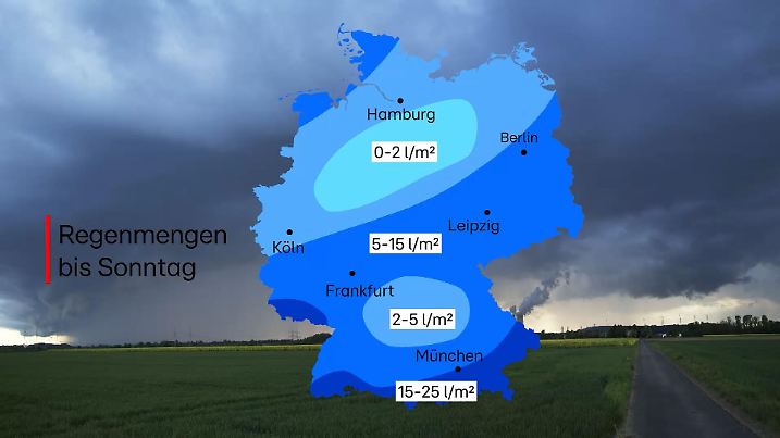 Regenmengen bis Sonntag