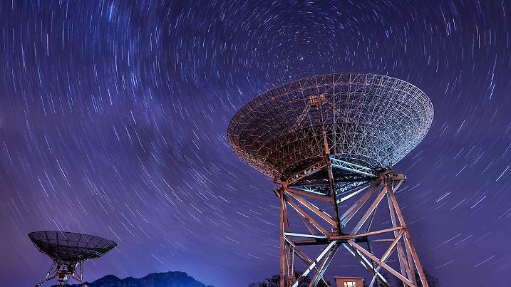 Satellite antenna under the stars