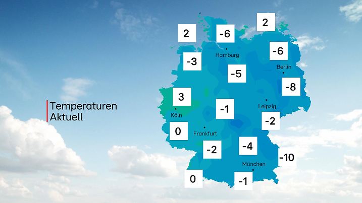 Auch der Mittwochmorgen startet noch sehr frostig mit Tiefstwerten bis zu -10 Grad