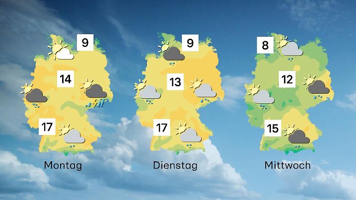 Der Wettertrend von Montag bis Mittwoch