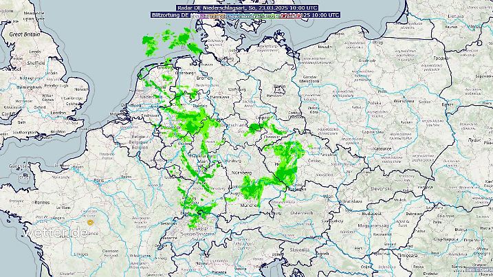 Regen-Radarbild von Sonntag, 23.03.2025 um 11 Uhr