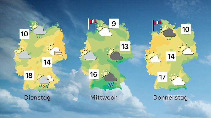 Der Wettertrend von Dienstag bis Donnerstag