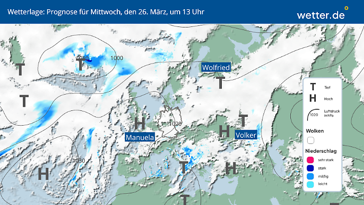 Wetterlage über Deutschland am 26. März 2025