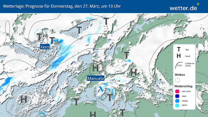 Wetterlage am Donnerstag, 27.03.2025