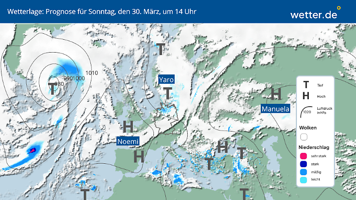 Wetterlage für Sonntag, 30. März, in Deutschland