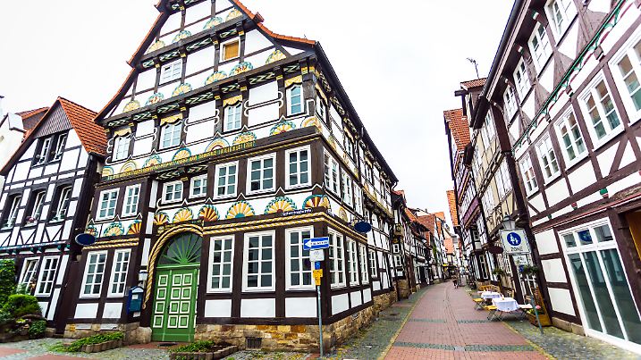 Typische Szene in der Hamelner Altstadt