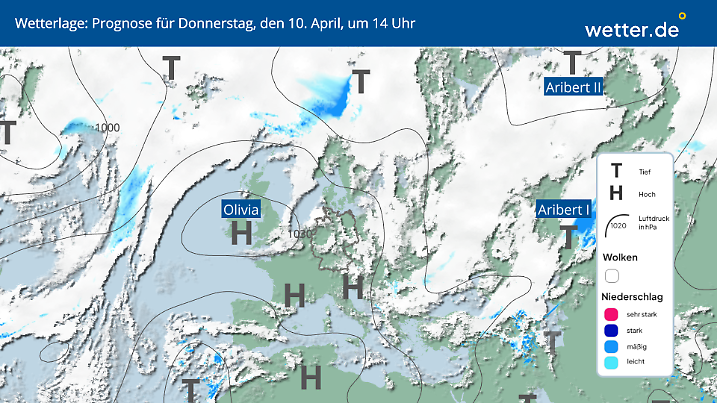 Noch ist Hoch Olivia bei uns für die meisten wetterbestimmend.