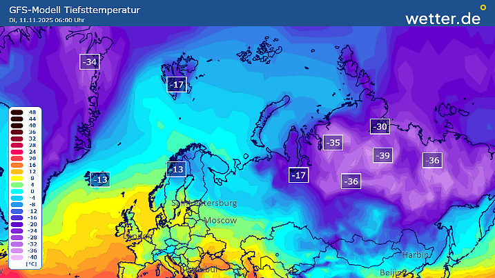 Die Tiefstwerte am Dienstagmorgen