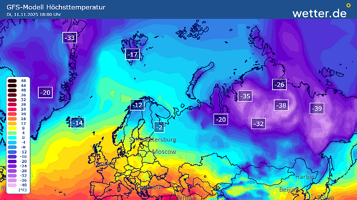Höchstwerte am Dienstag, 11.11.2025