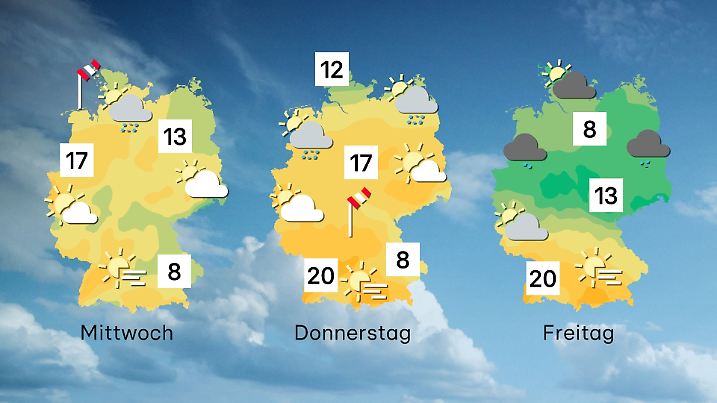 Wettertrend von Mittwoch bis Freitag