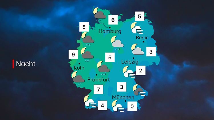 Wetter in der Nacht zu Dienstag