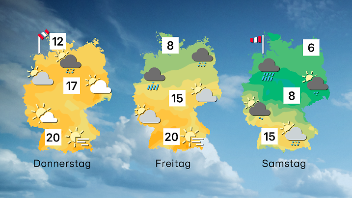 Wettervorhersage für 3 Tage ab Donnerstag, 13. Dezember