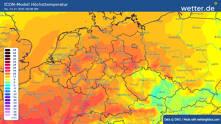 Höchstwerte am Donnerstag