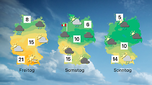 Wettervorhersage für 3 Tage in Deutschland ab Freitag, 14. November
