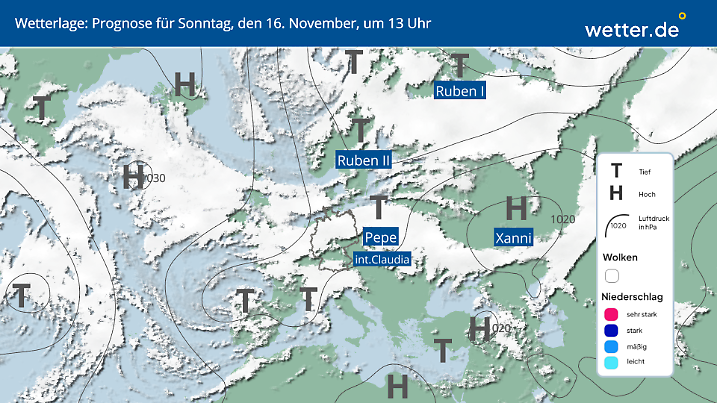 Ein dickes Wolkenband liegt über Deutschland