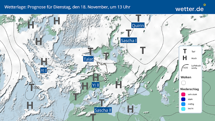 Wetterlage am Dienstag, 18.11.2025