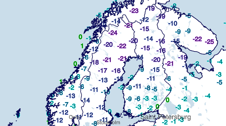 Tiefstwerte Nordeuropa