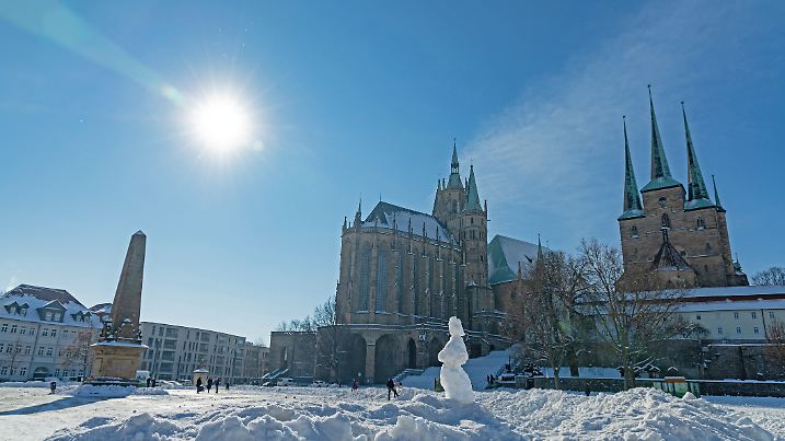 cathedral square in Erfurt in winter