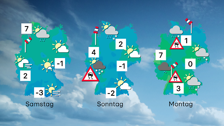 Wettervorhersage für 3 Tage ab Samstag