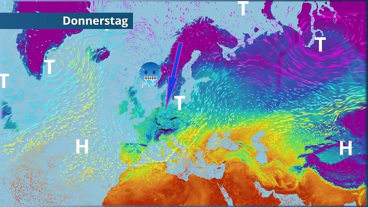 Aus dem Norden strömt die Polarluft schnurstracks nach Deutschland.
