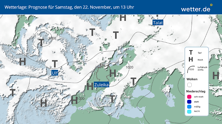 Glättetief Ulf lauert schon über dem Meer.