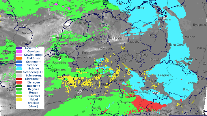 Schnee und Regen, der teilweise gefrieren kann!