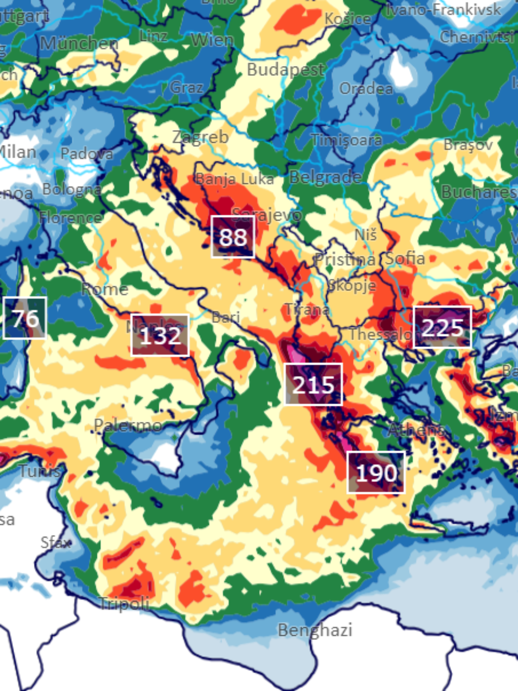 Unwetter in Südeuropa: Hier sind wieder über 200 Liter Regen fällig