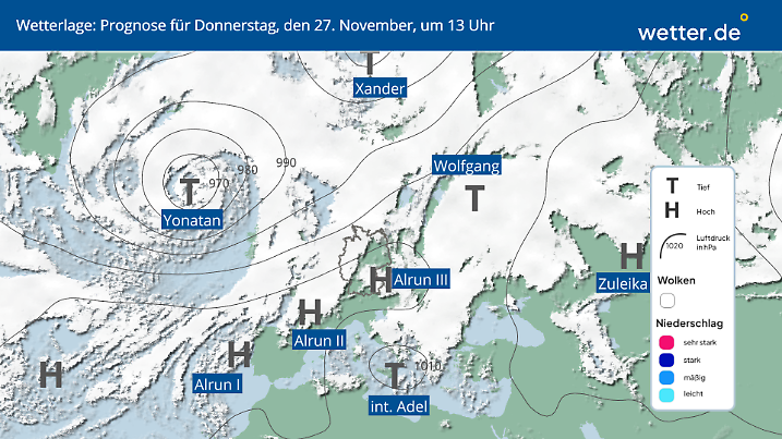 Schwacher Hochdruckeinfluss sorgt für eine Wetterberuhigung.