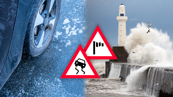 Orkan- und Sturmwarnung sowie Glättewarnung durch gefrierenden Regen