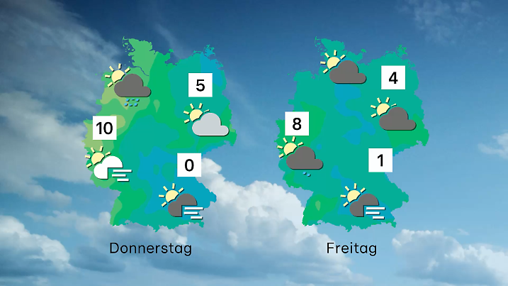 Der Wettertrend für Donnerstag und Freitag